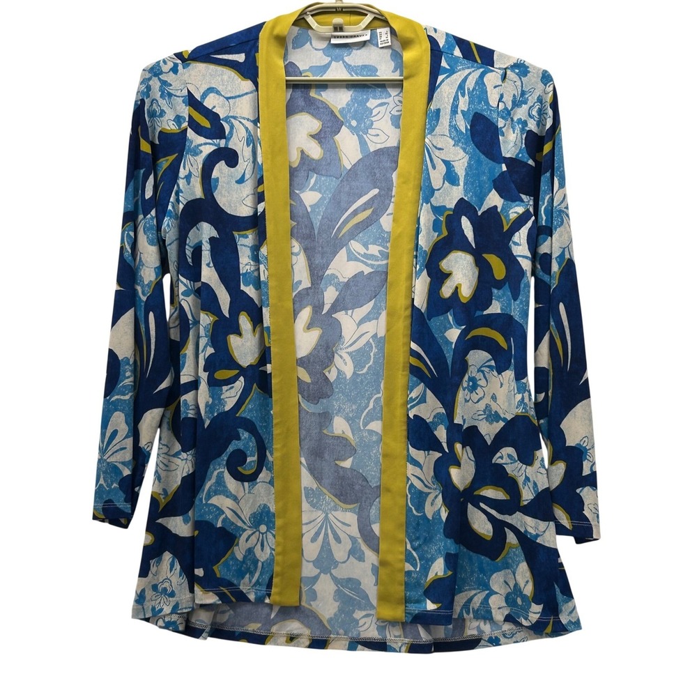 Susan Graver Floral Cardigan Blue Large‎